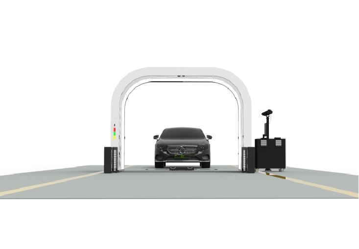 Installed modular Elscope Vision lane combining an arch scanner with drive-over inspection modules.