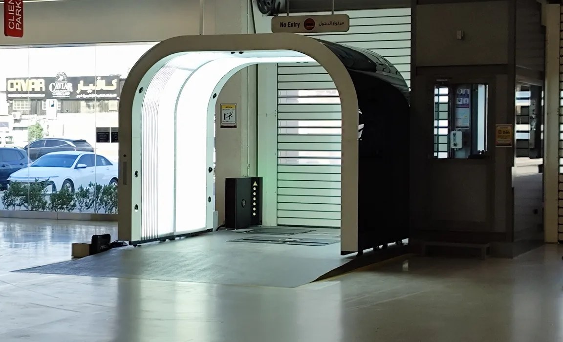 Automated inspection lane installed at a dealership service entrance