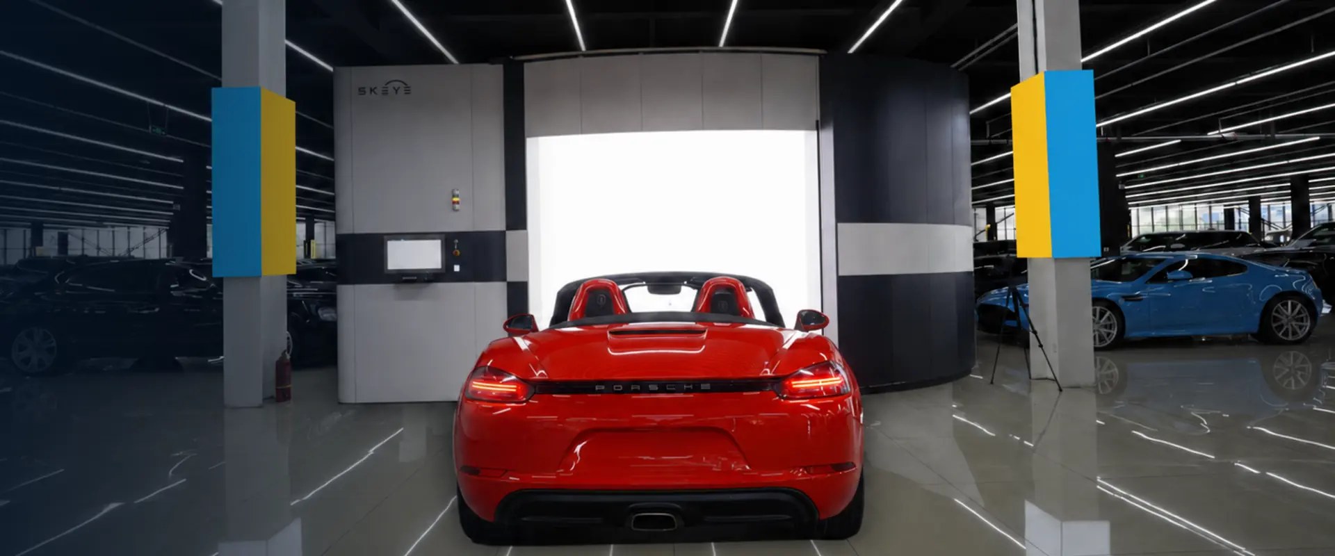 Vehicle positioned within a used-car imaging system